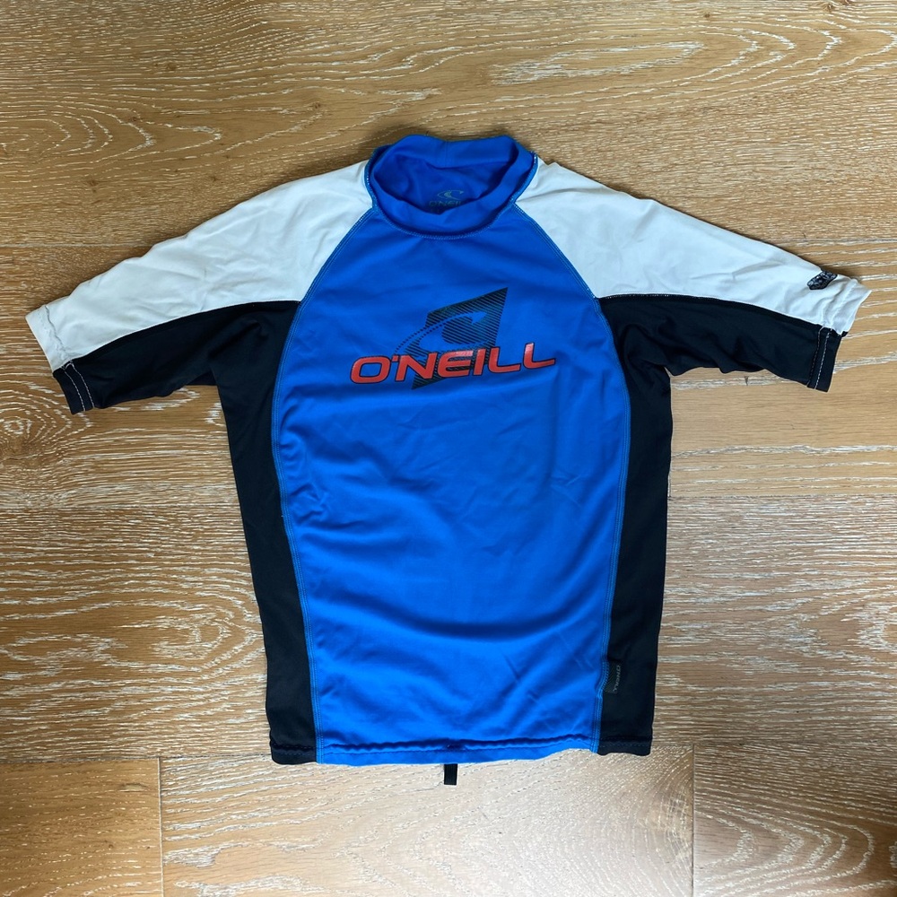 O'Neill Blue and White Rash Guard - Kids Size 10